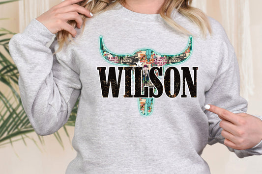 Teal Outline Wilson (DTF) 1097C