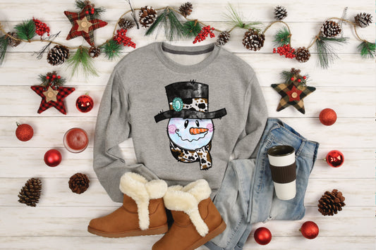 Cowhide Snowman DTF Transfer 12-408