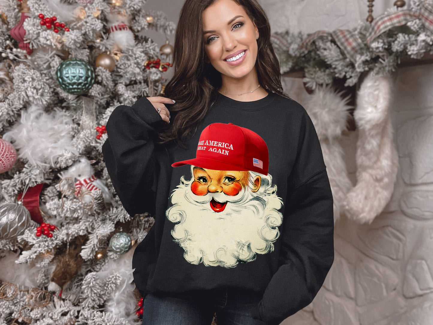 TRUMP SANTA-BASEBALL CAP-MAGA (DTF TRANSFER) 12-694