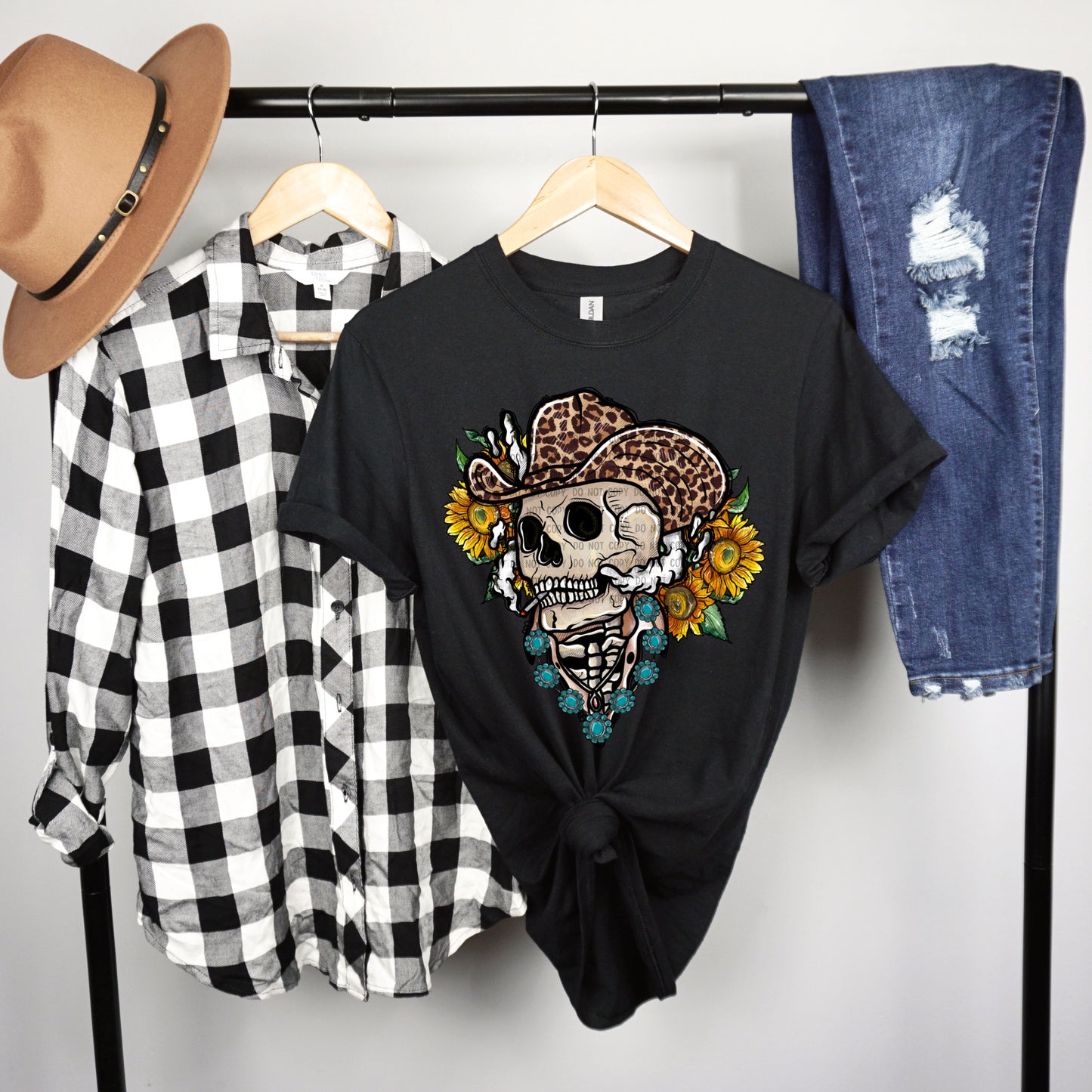 Skull Cowboy Leopard Sunflowers (DTF) 1209