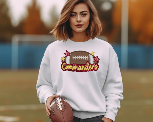 COMMANDERS FOOTBALL FAUX SEQUIN EMBROIDERY (EFFECT) (DTF) 3412