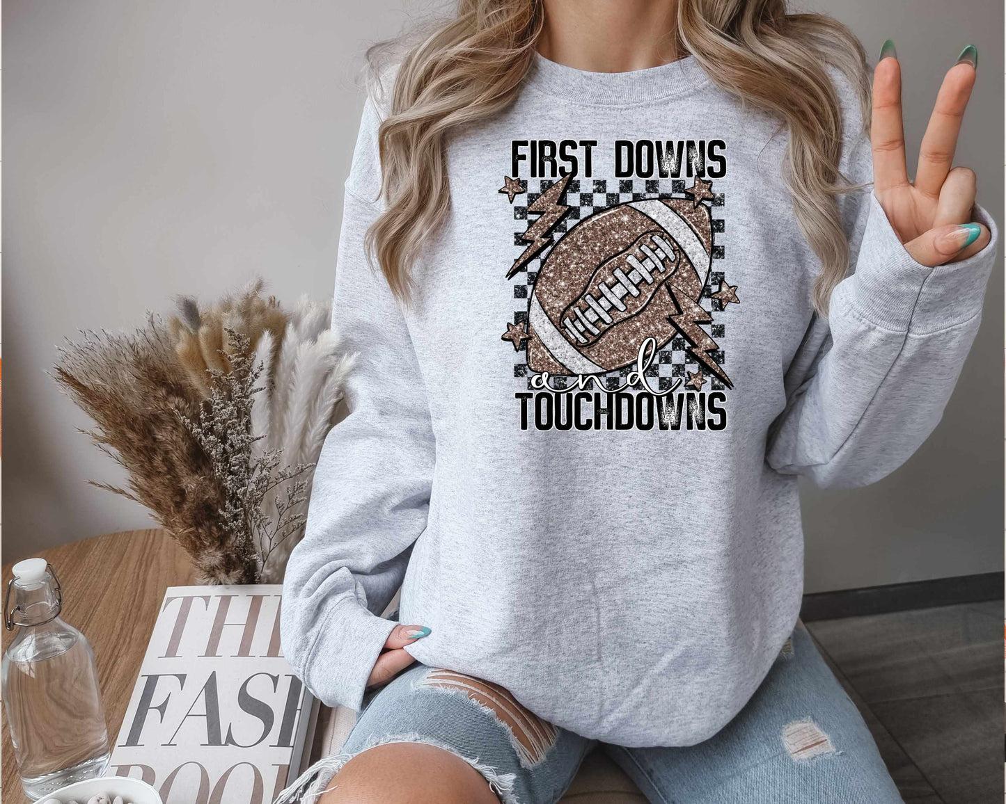 FIRST DOWNS TOUCHDOWNS- FAUX SEQUIN/EMBROIDERY (EFFECT) DTF 3417