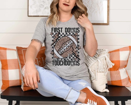 FIRST DOWNS TOUCHDOWNS- FAUX SEQUIN/EMBROIDERY (EFFECT) DTF 3417