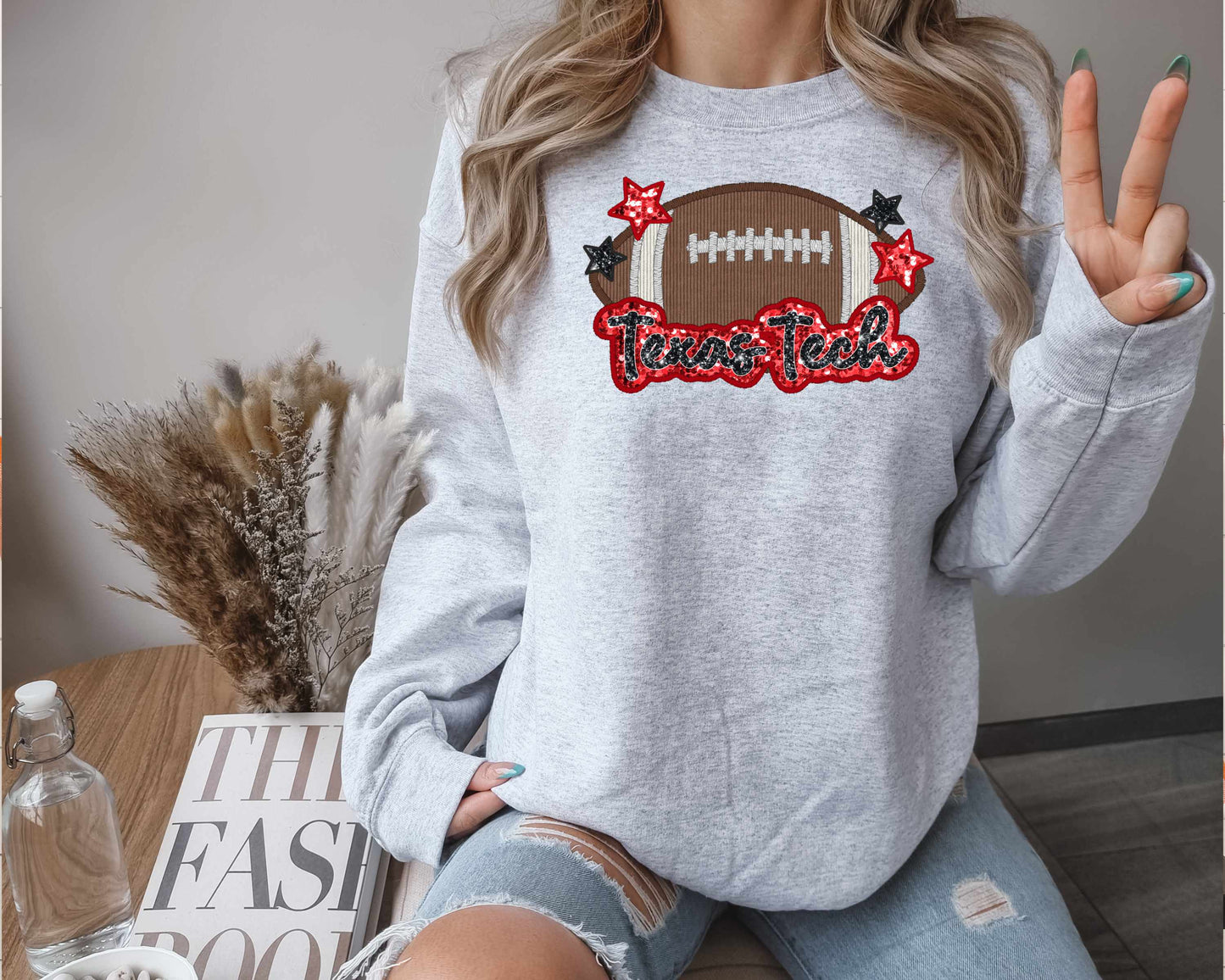 TEXAS TECH-FAUX SEQUIN/EMBROIDERY (EFFECT) DTF 3420