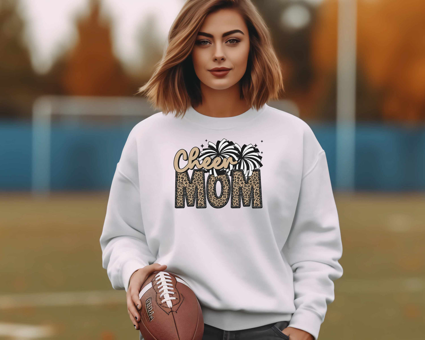 CHEER MOM-LEOPARD- FAUX EMBROIDERY (EFFECT) DTF 3463