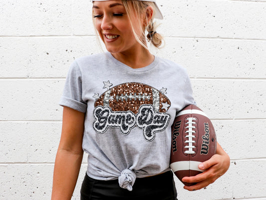 GAME DAY FOOTBALL-FAUX SEQUIN EFFECT (DTF) 3476