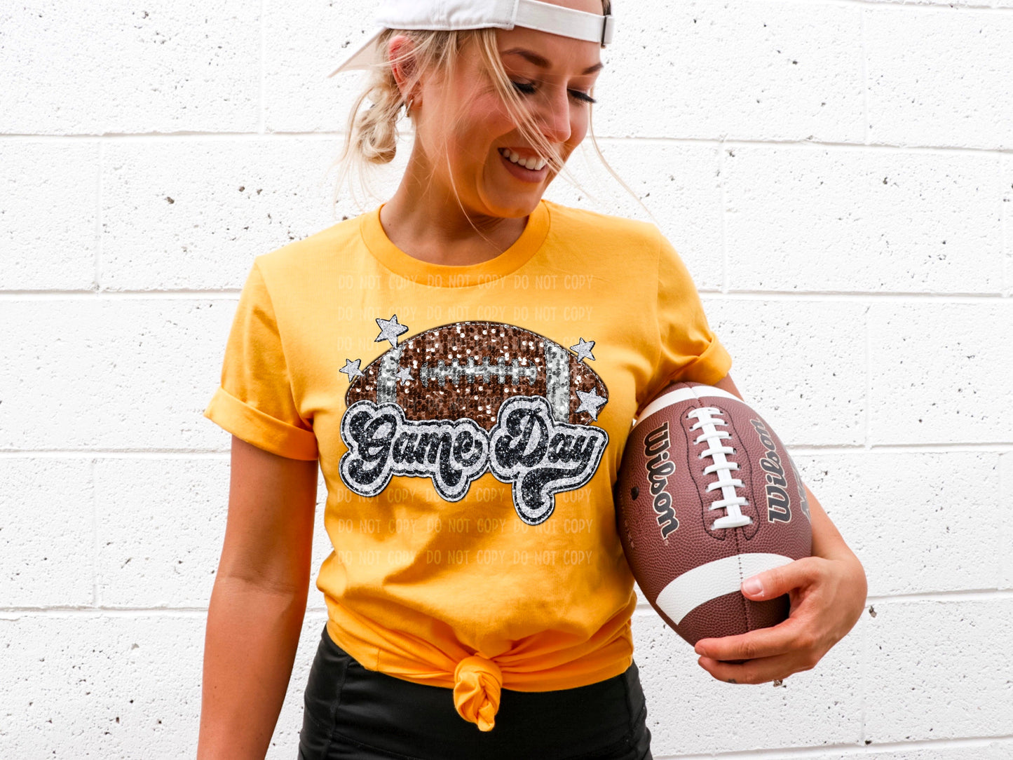 GAME DAY FOOTBALL-FAUX SEQUIN EFFECT (DTF) 3476