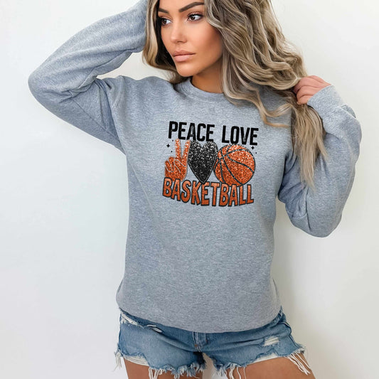 PEACE LOVE BASKETBALL-FAUX SEQUIN EFFECT (DTF) 3485