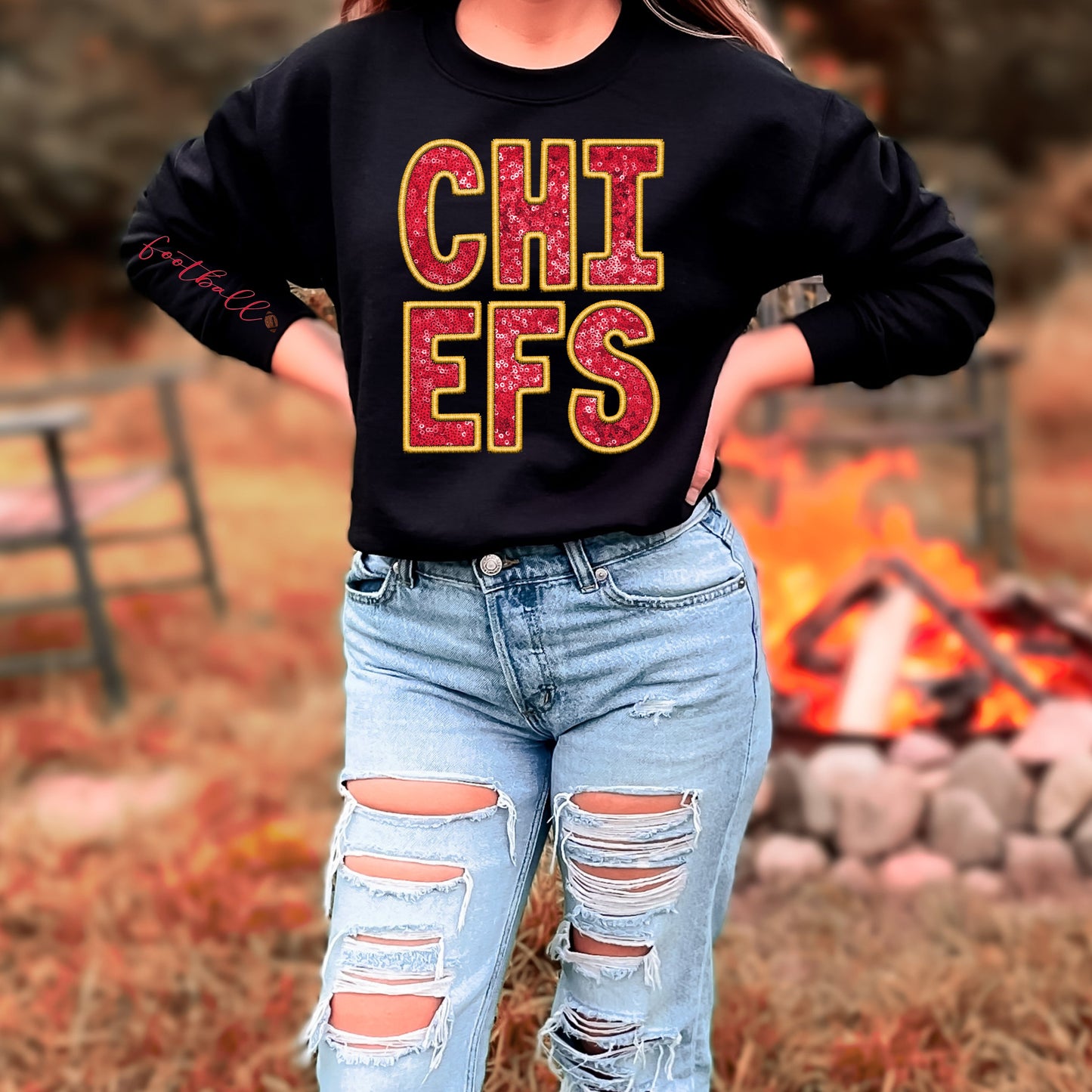 CHIEFS FAUX SEQUIN EMBROIDERY (EFFECT) DTF 3520