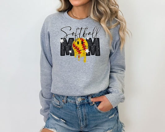 SOFTBALL MOM-FAUX EMBROIDERY (DTF) 3606