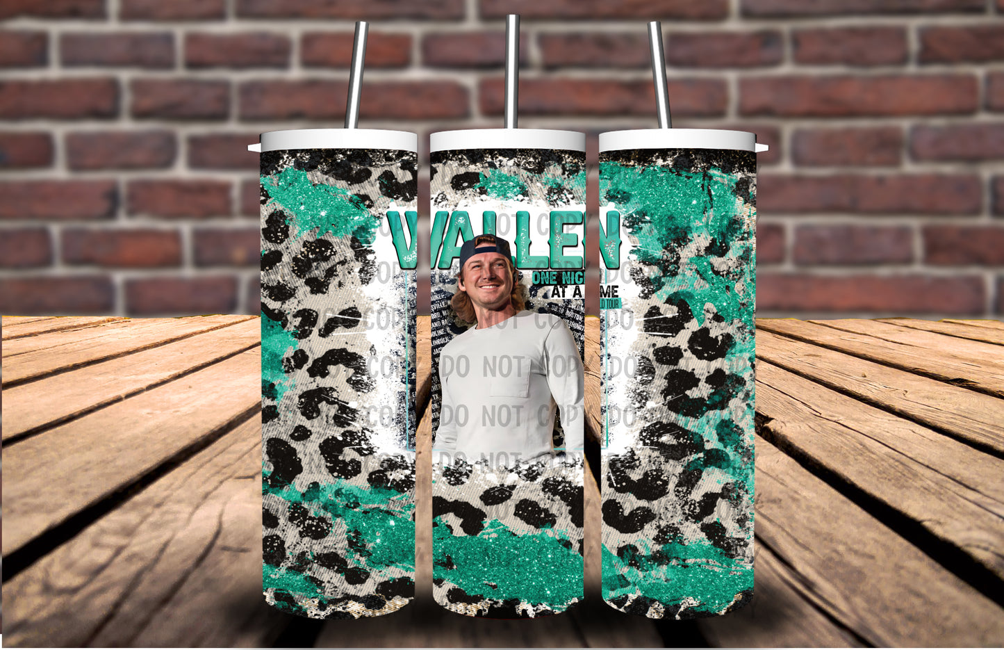 One Night at a Time-(Turquoise Leopard)  20 oz Tumbler/Coasters KPI4006