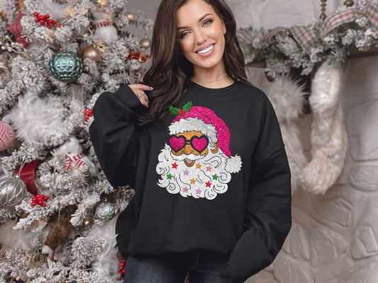 GLITTER SPARKLE SANTA WITH SUNNIES (DTF) 401PO