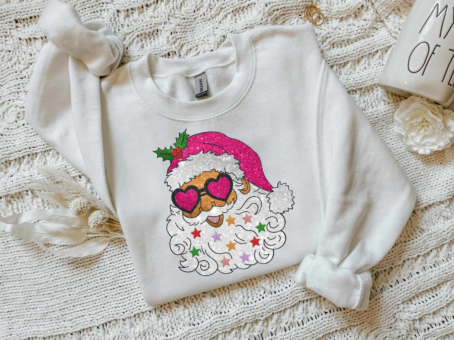 GLITTER SPARKLE SANTA WITH SUNNIES (DTF) 401PO