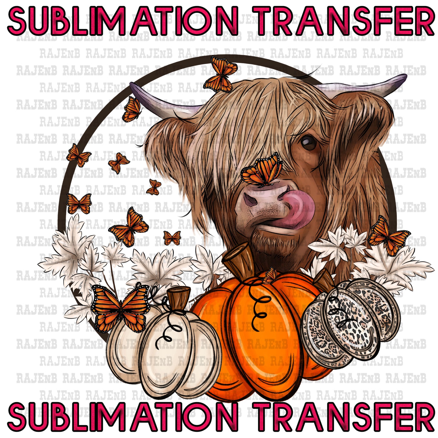 Highland Cow Pumpkins - SUBLIMATION TRANSFER 4128SUB