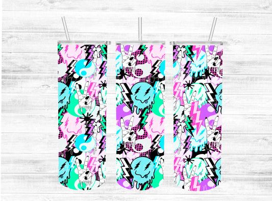 Smiley and Lightening Bolt Drippy Tumbler #5063T