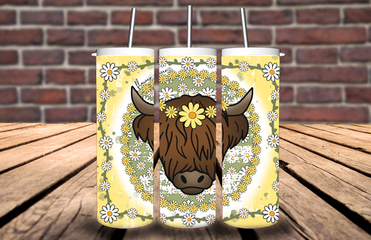 Flower Power Highland Cow Tumbler #5082T