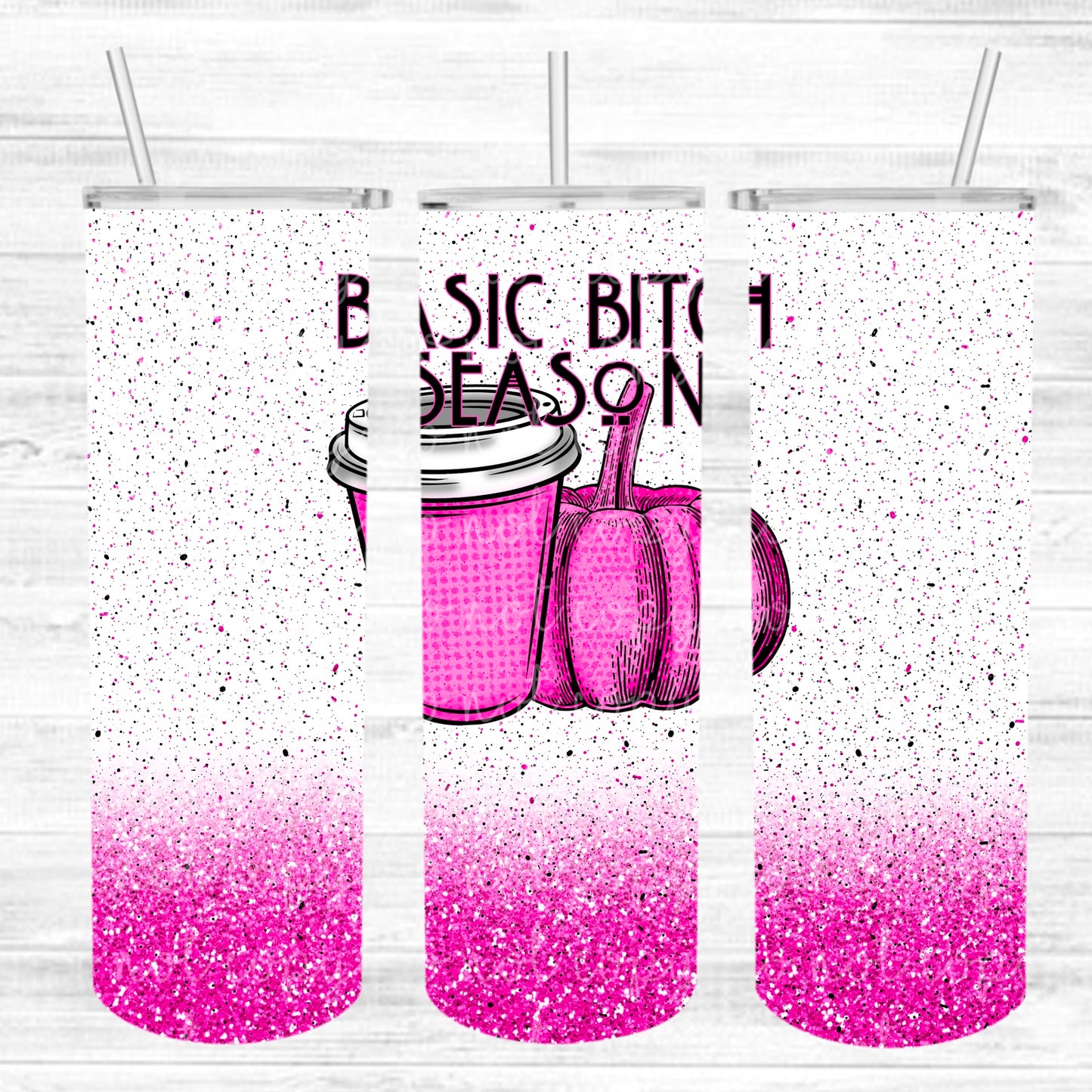 Basic B!tch Season Pink Pumpkins Tumbler #