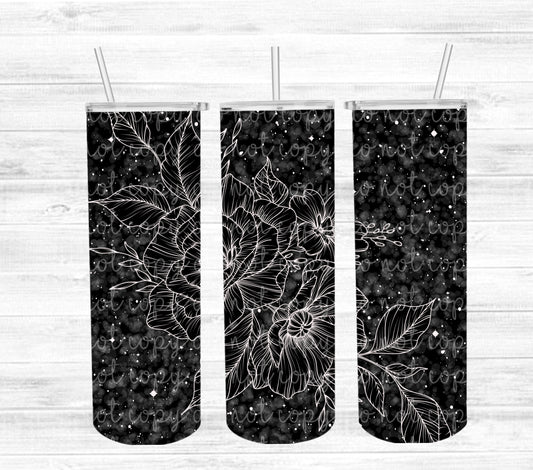 Black and White Floral Tumbler #5117T
