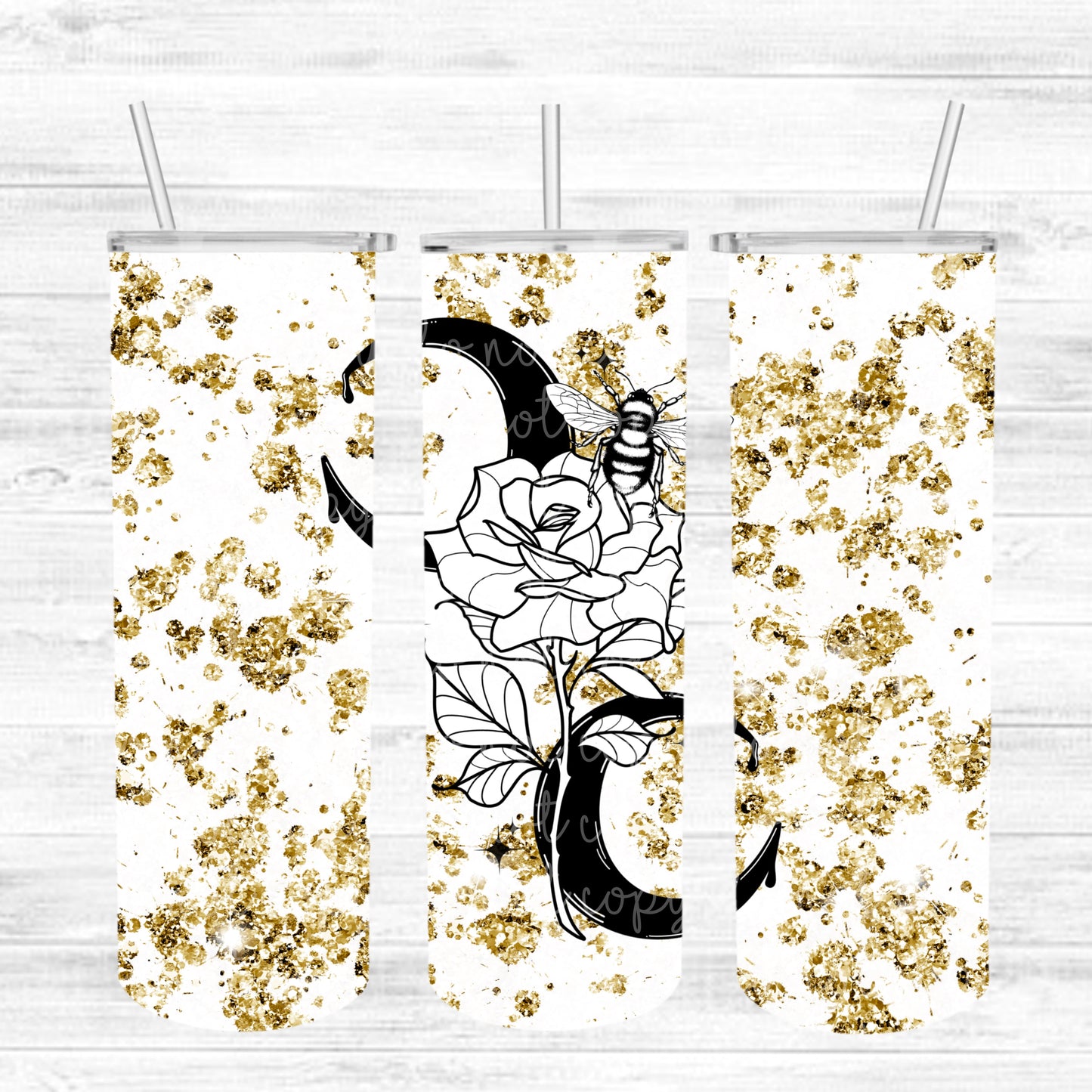 Gold Rose and Moon Tumbler #5120T