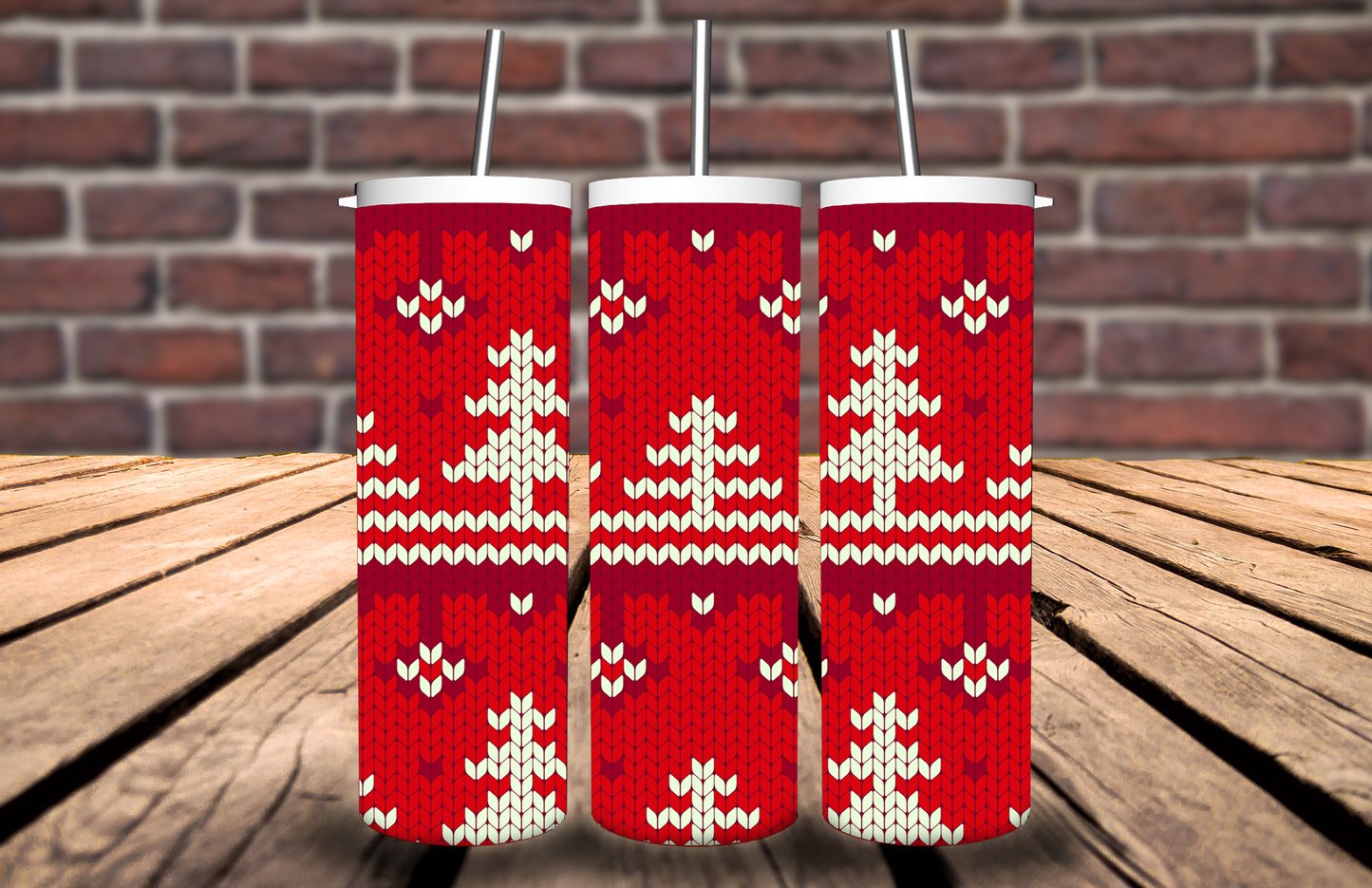 Knitted Red Christmas Trees Tumbler 5172T