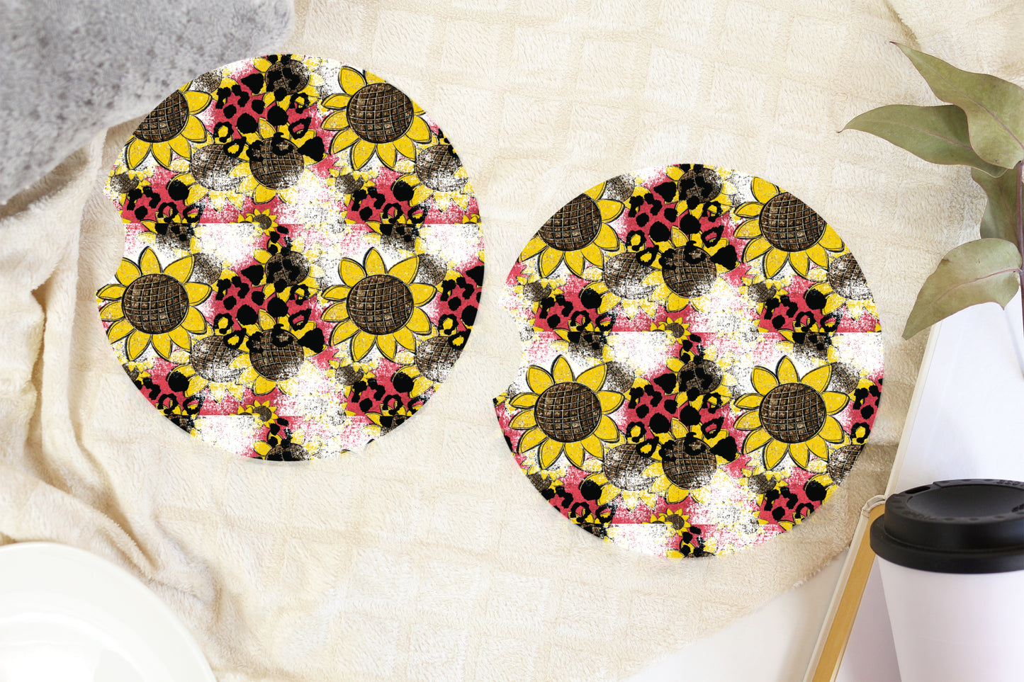 Sunflower Leopard Sandstone Coasters #5195C