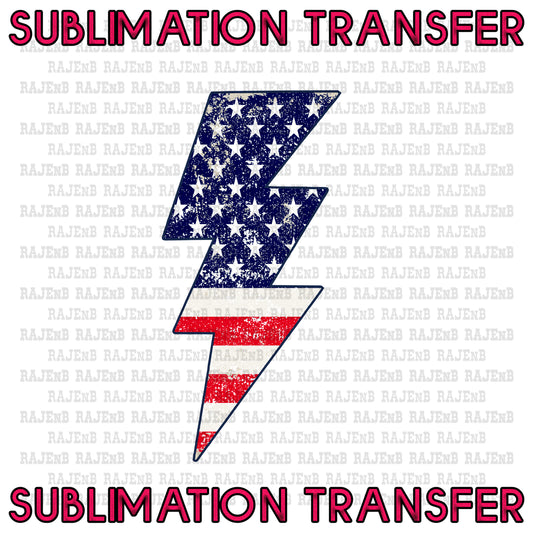 American Lightening Bolt Sublimation Transfer #4072SUB