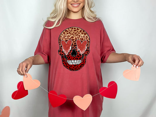 SKULL GLITTER HEART EYES (DTF) CCC329