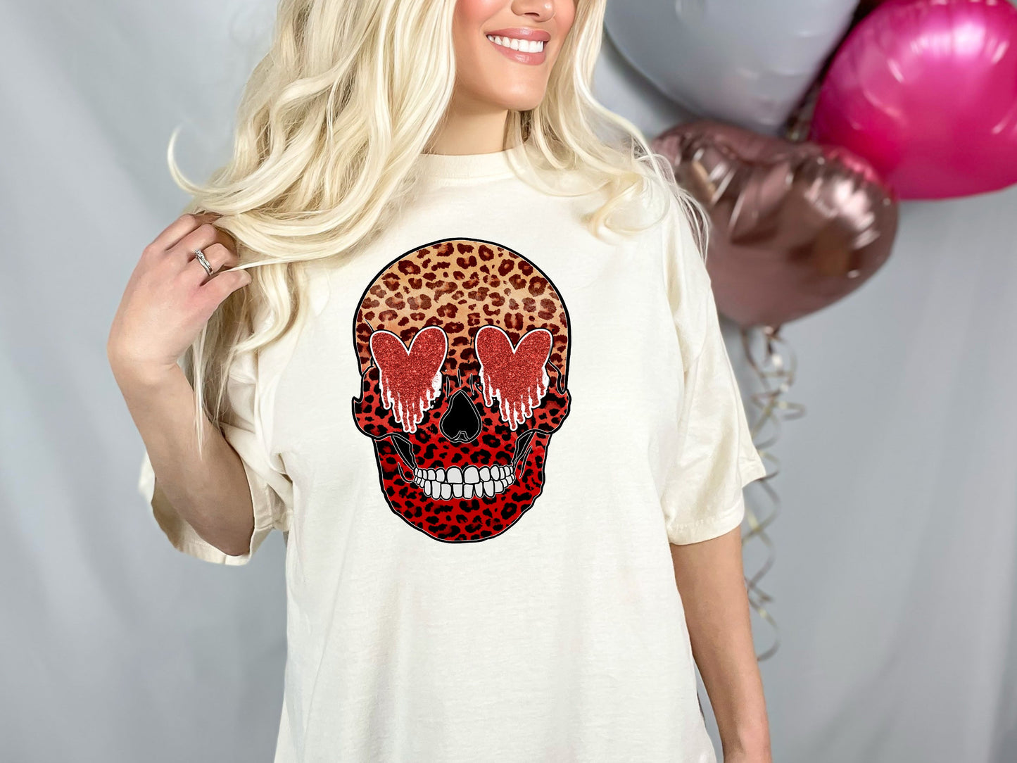 SKULL GLITTER HEART EYES (DTF) CCC329