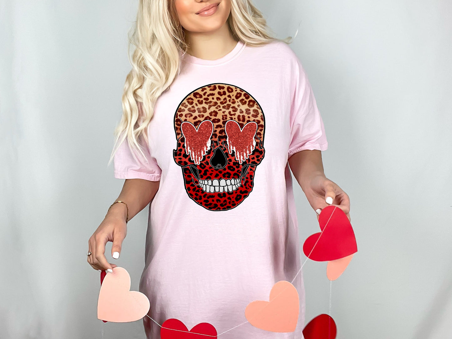 SKULL GLITTER HEART EYES (DTF) CCC329