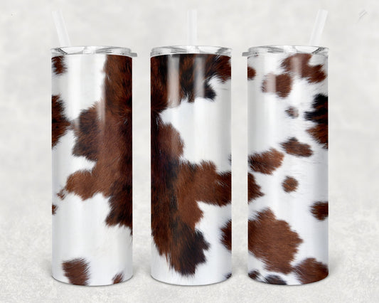 Brown and White Cowhide Tumbler #5003T