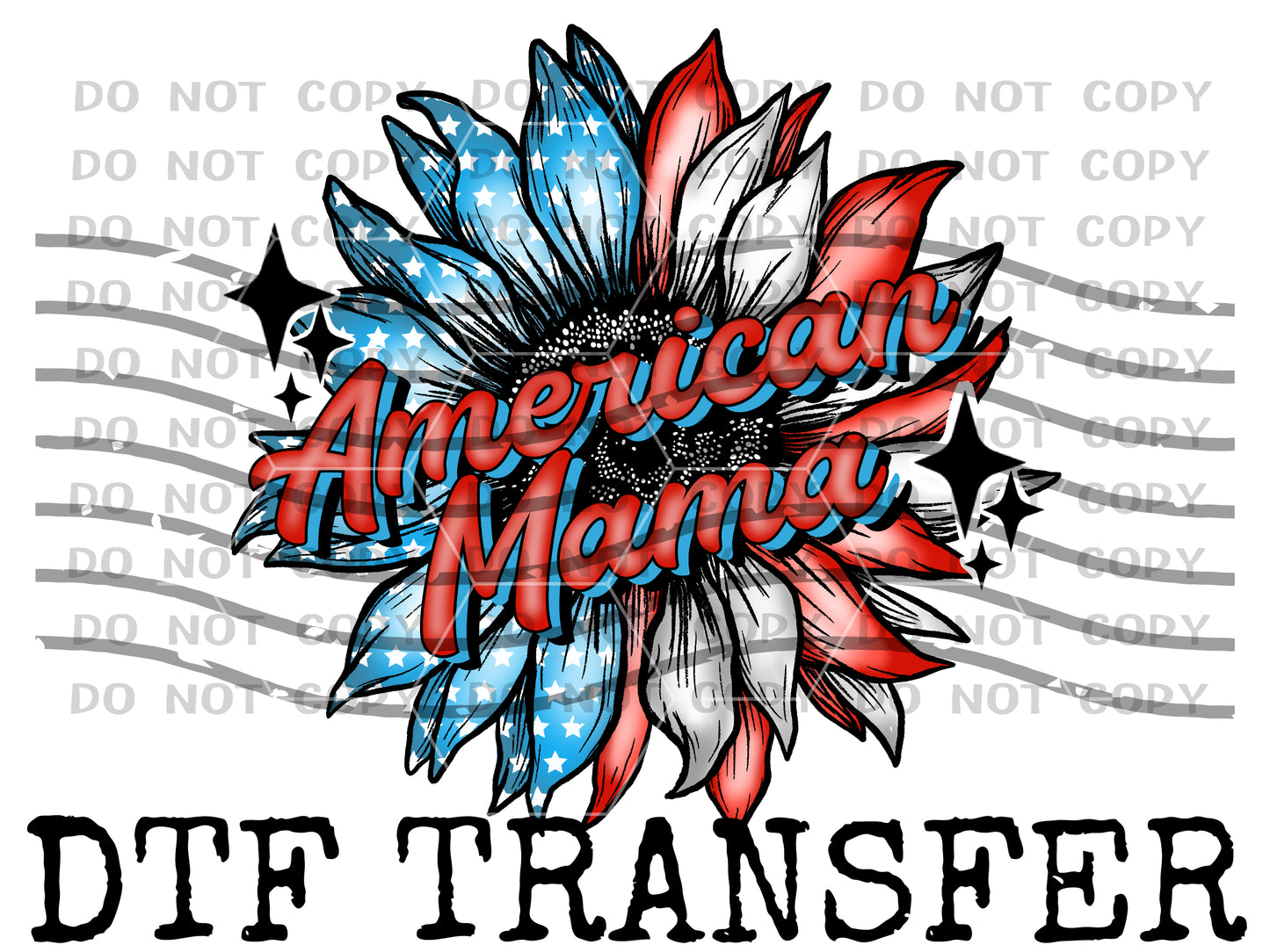 American Mama Flower DTF Transfer SS0016