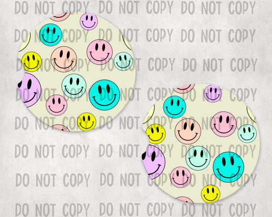 Retro Smiley Face Collage Sandstone Coasters #6002C
