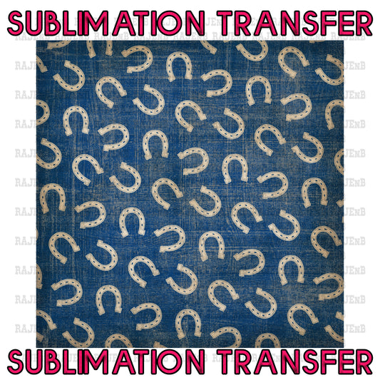 Denim Horseshoe Background Sheet Sublimation Transfer #4079SUB