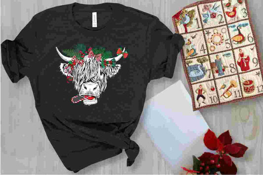 Christmas Highland Cow (DTF) DTF12-224