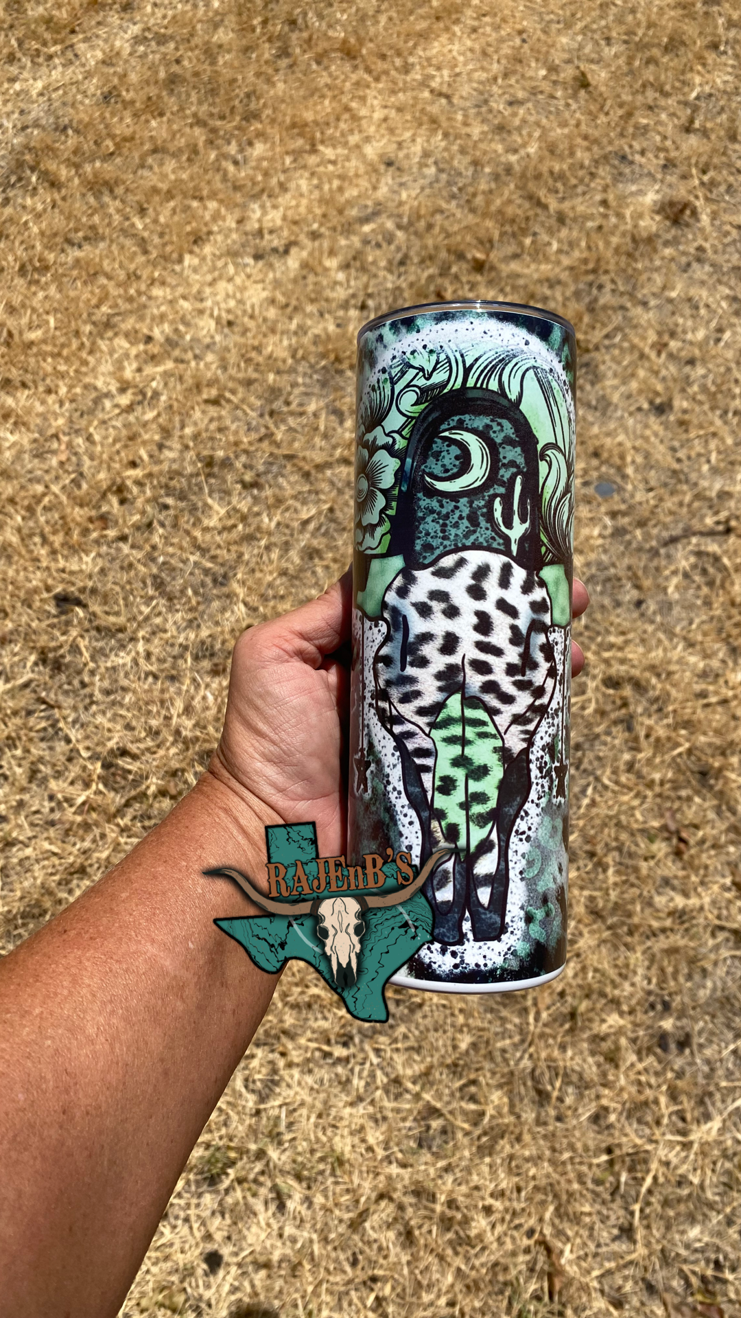 Turquoise and Leopard Bull Tumbler #5095T